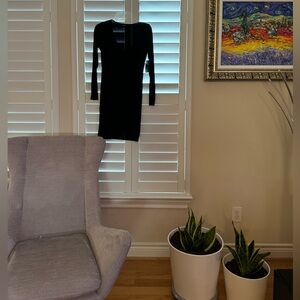 Free Press Black Ruched Long Sleeve dress. Size Small